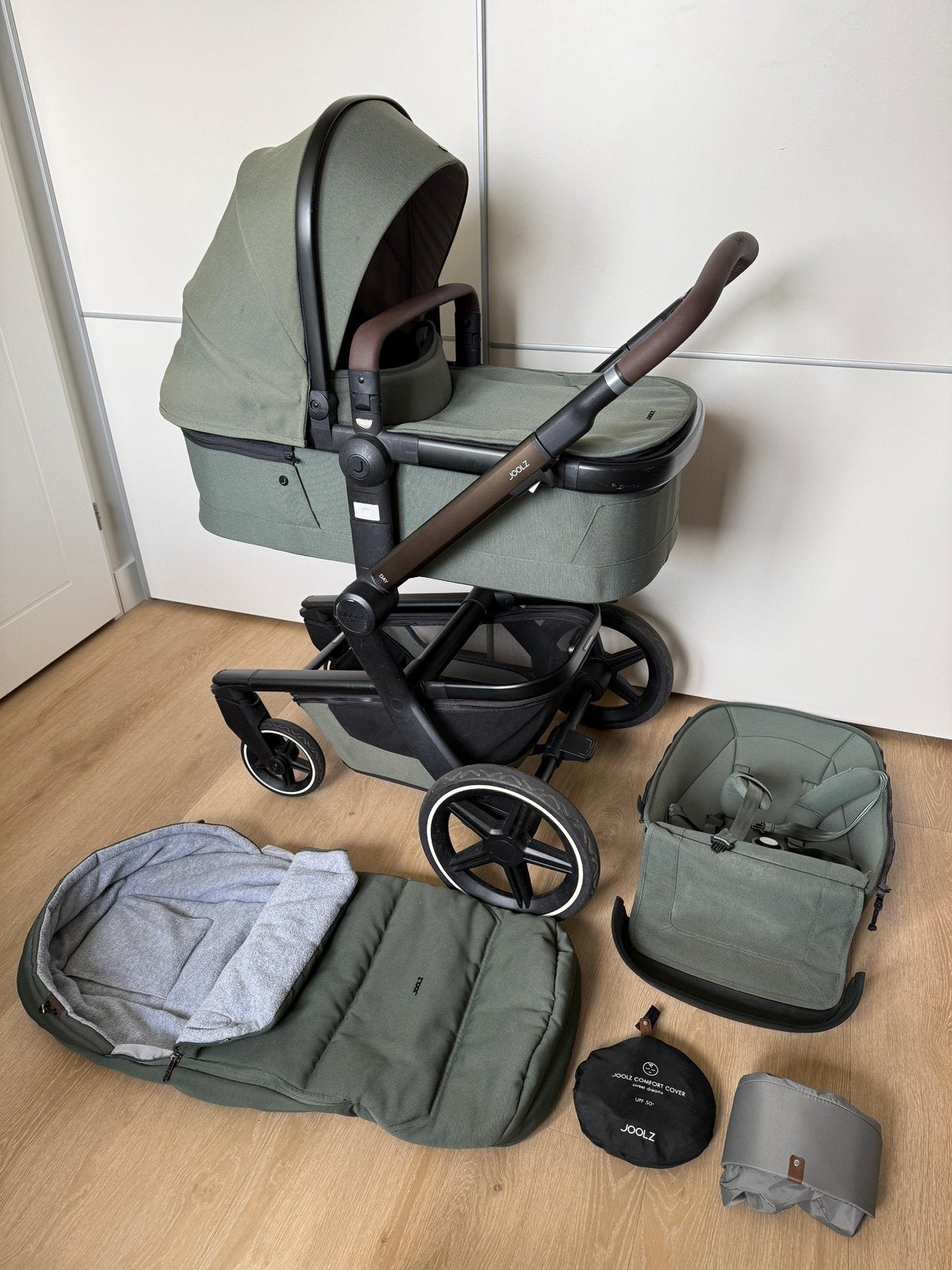 Joolz Day+ (Groen) + Originele accessoires, Gebruikt, Combiwagen, Verstelbare duwstang, Ophalen