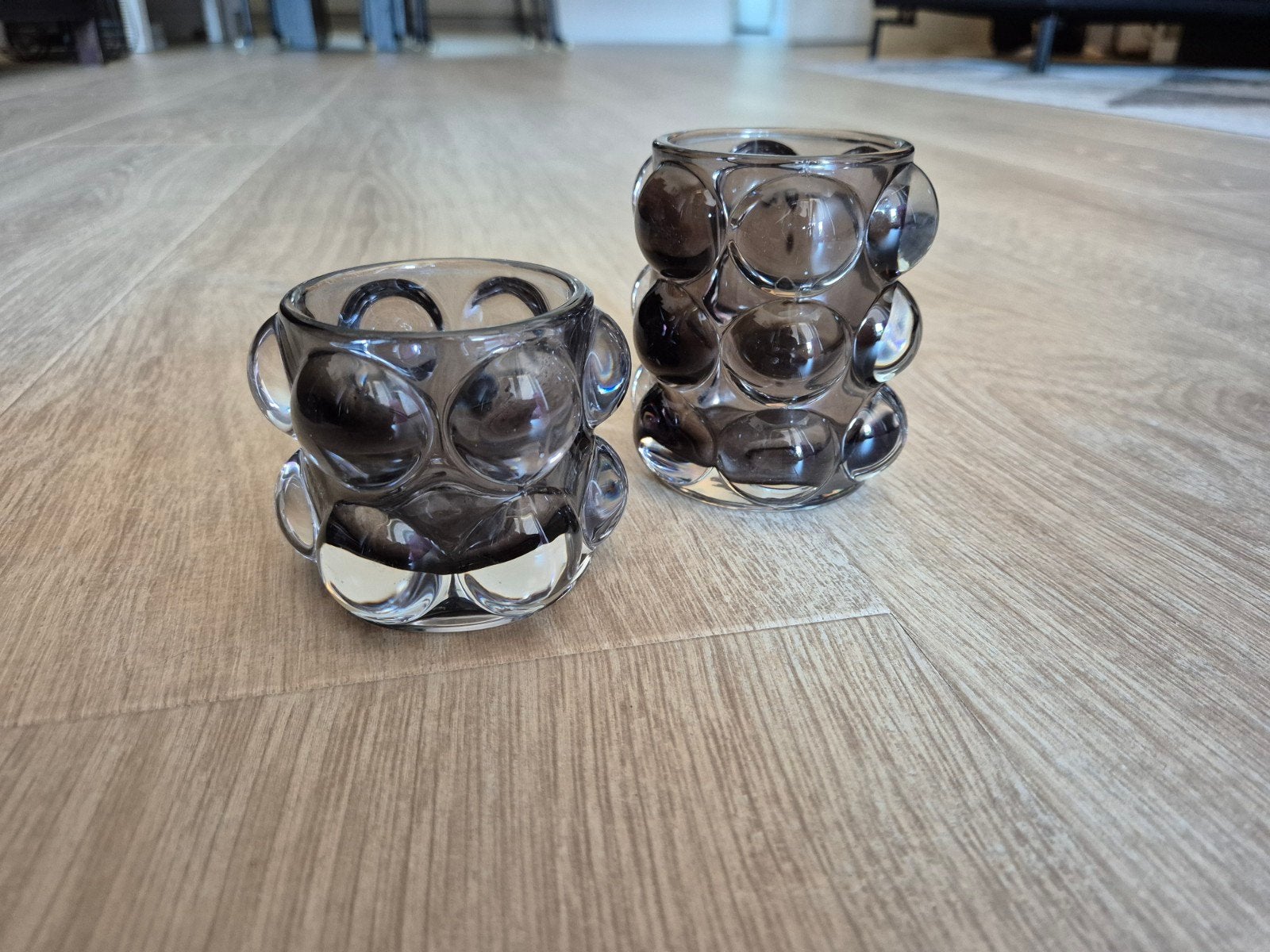H&M Home Waxinelichthouders Bruin/Grijs - Set van 2, Huis en Inrichting, Ophalen of Verzenden, Zo goed als nieuw, Bruin, Glas