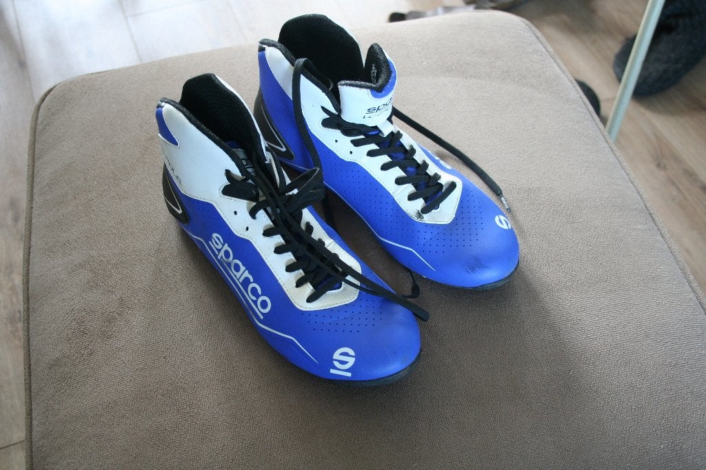 Sparco K-Pole kartschoenen (blw/wit) maat 41 in goede staat., Sport en Fitness, Karting, Ophalen, Zo goed als nieuw, Kleding of Schoenen