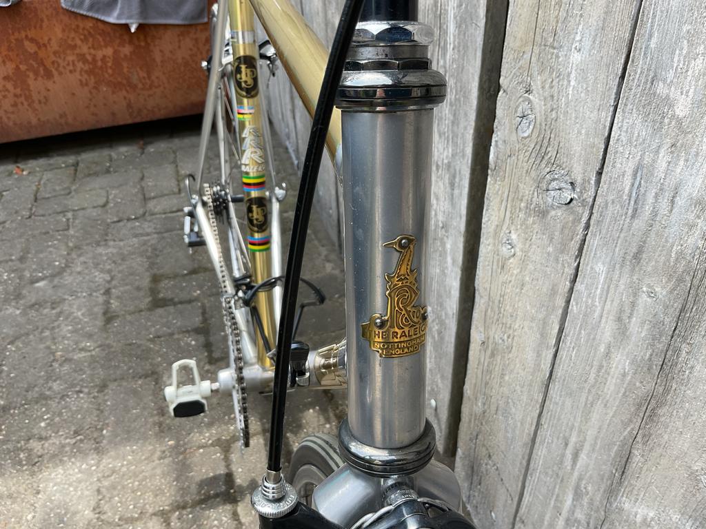 Vintage Raleigh racefiets - Goudkleurig, Overige merken, Gebruikt, Velgrem, Ophalen of Verzenden