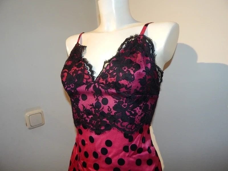 Dolce & Gabbana zijde stippen top zwarte kant print It 40, Dolce & Gabbana, Verzenden, Roze, Zonder mouw