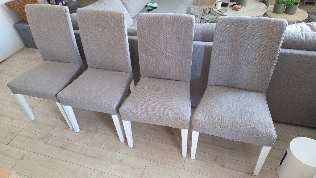 IKEA HENRIKSDAL Eetkamerstoel | Nolhoga grijs beige | 4 stks, Huis en Inrichting, Stoelen, Ophalen, Zo goed als nieuw, Vier, Stof