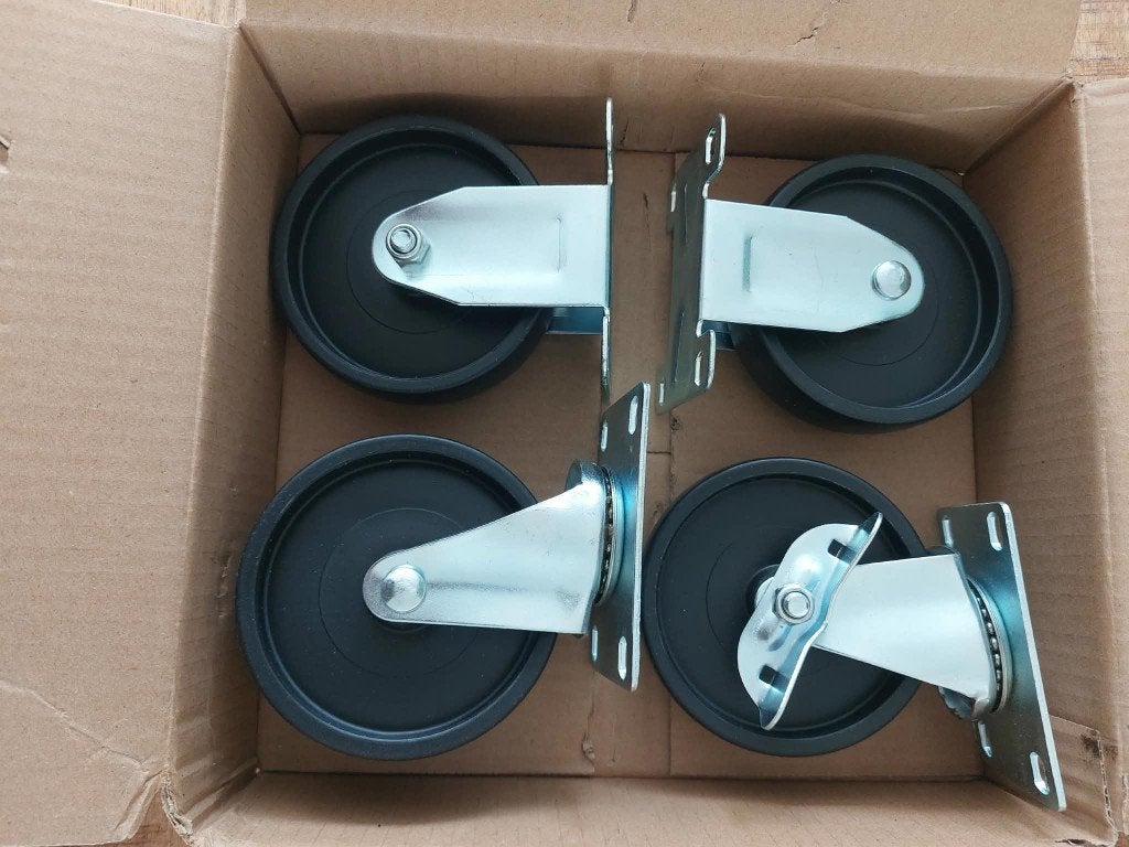 2 bokwielen en 2 zwenkwielen diameter 10cm, Ophalen of Verzenden, Nieuw