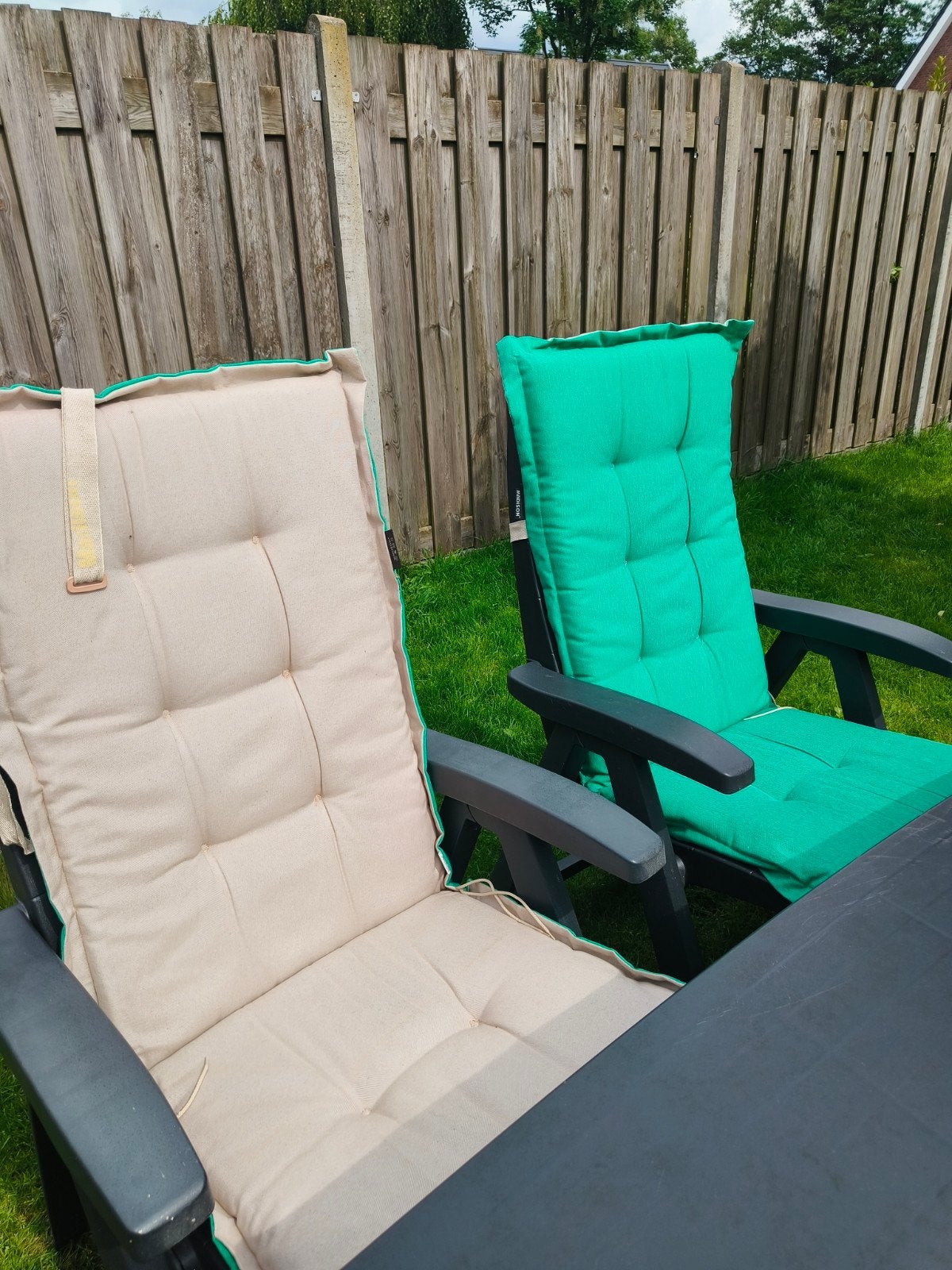 Hartman tuinset met tafel en 4 verstelbare stoelen + kussens, Tuin en Terras, Tuinsets en Loungesets, Gebruikt, Tuinset, Kunststof
