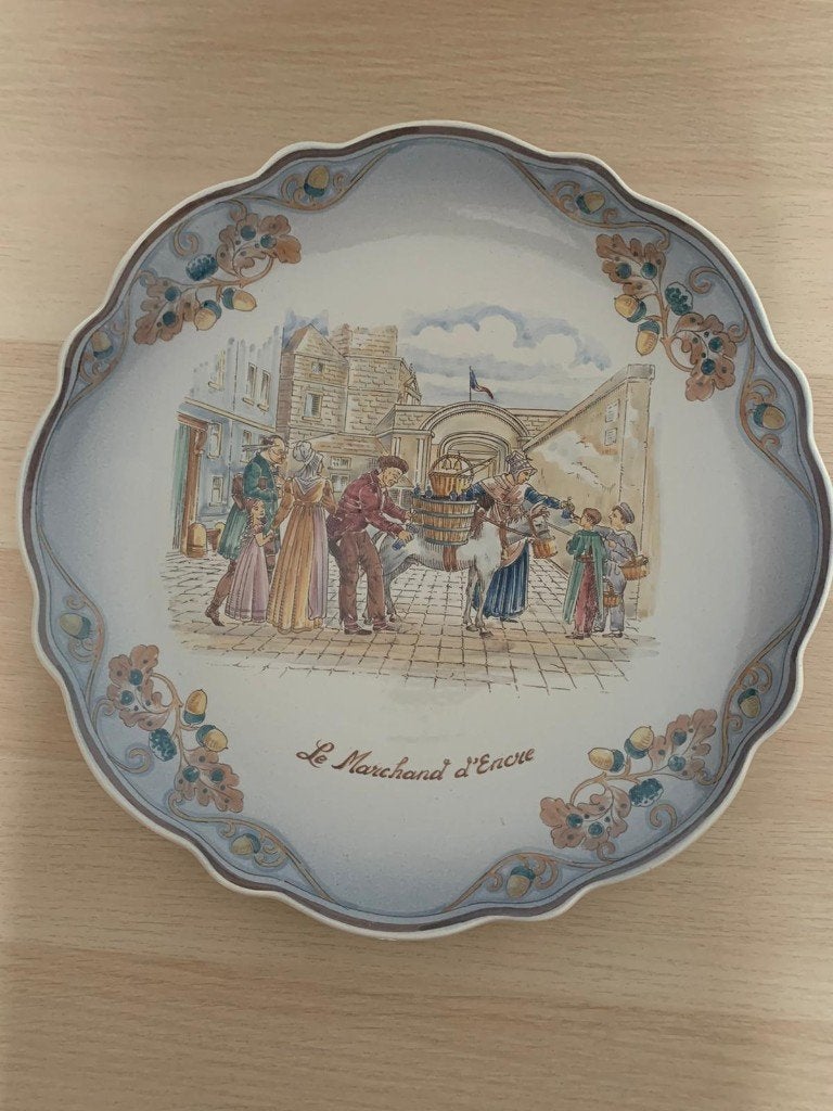 Unieke Porseleinen Gimborn wandschaal “ Le Marchand d'Encre”, Ophalen of Verzenden