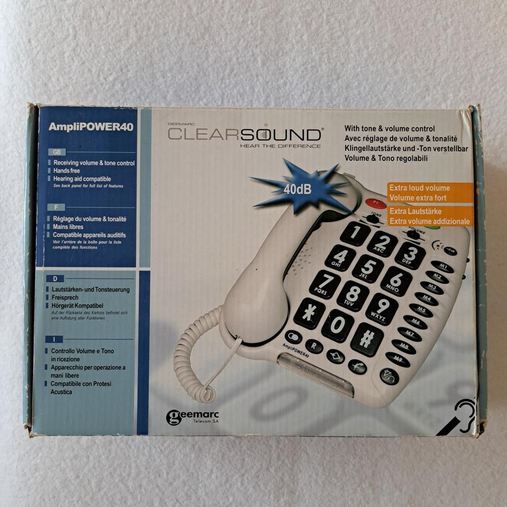 Geemarc AmpliPOWER40 seniorentelefoon met extra luid volume, Ophalen of Verzenden, Zo goed als nieuw, 1 handset
