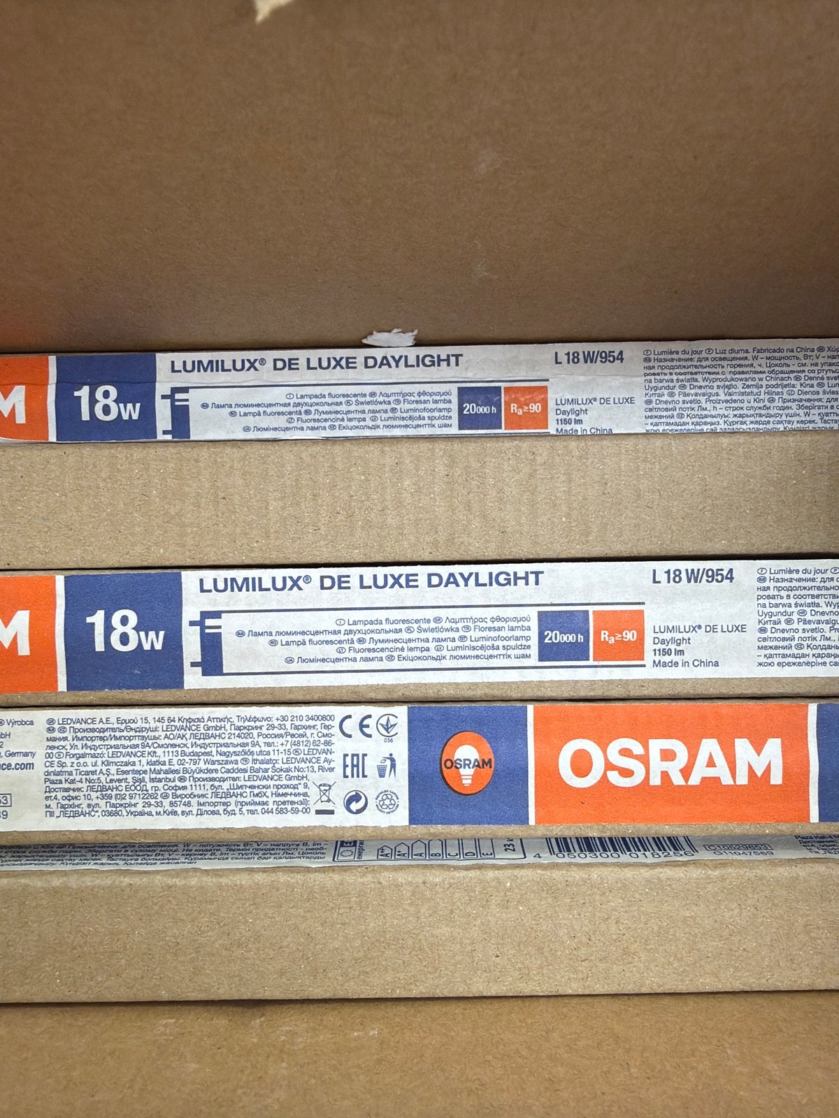 9 stuks OSRAM LUMILUX DE LUXE Daylight TL-buis 18W/954, Osram, Nieuw, Daglicht, TL-buis