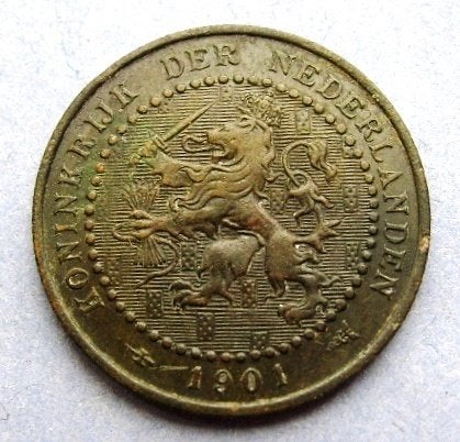 1 cent 1901-K met mooie patina + 1 cent 1928., Verzenden, Koningin Wilhelmina, 1 cent, Setje