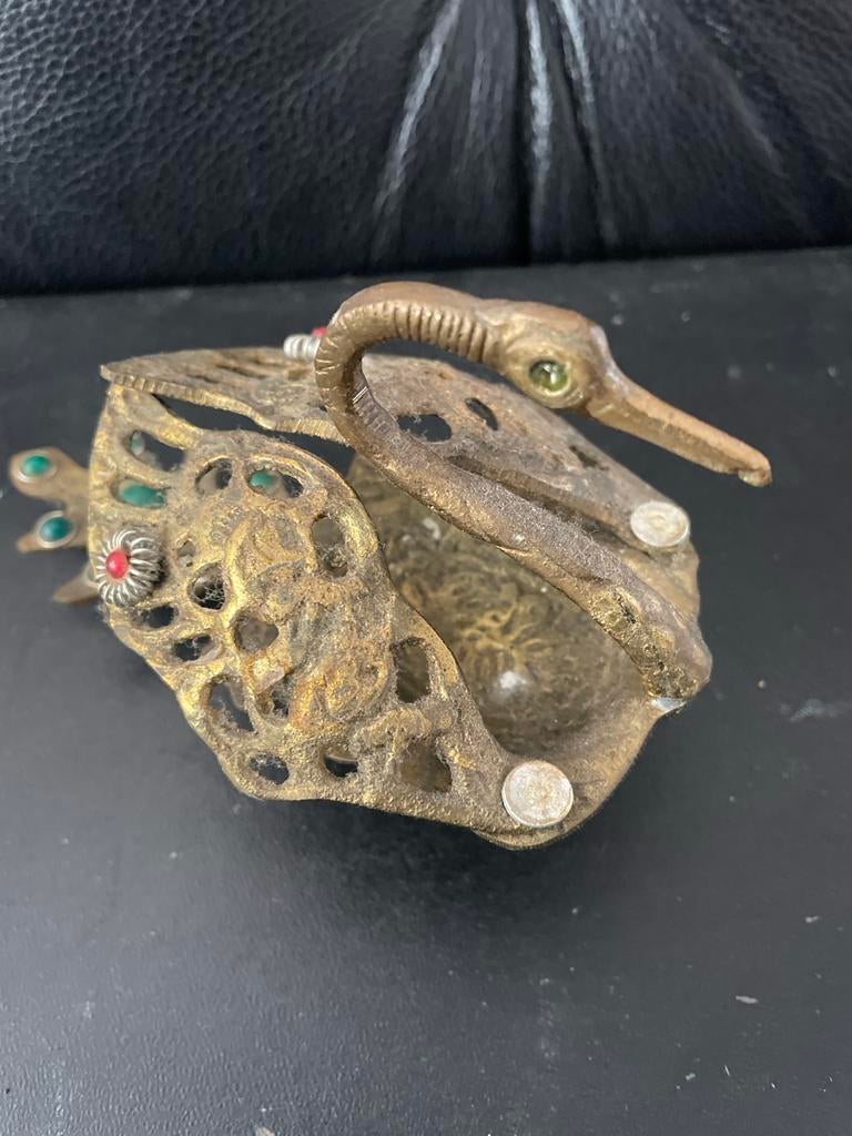 Vintage messing zwaan asbak, Antiek en Kunst, Antiek | Koper en Brons, Ophalen of Verzenden