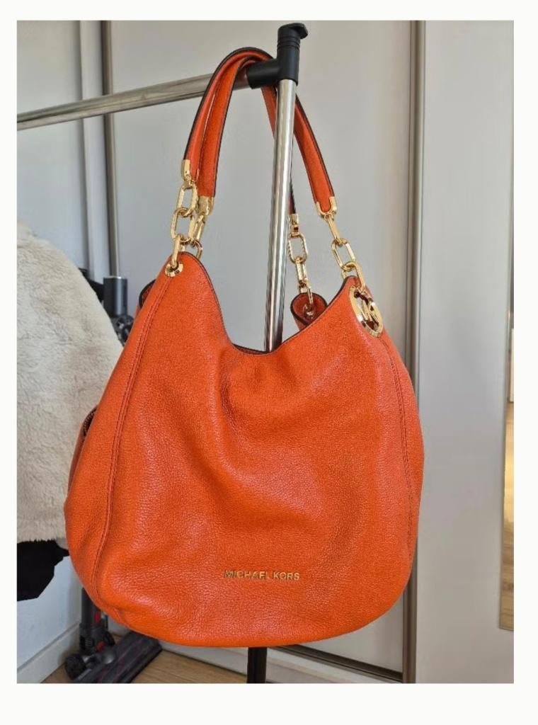 Michael Kors Large Lillie schoudertas, Ophalen of Verzenden, Zo goed als nieuw, Oranje, Overige typen