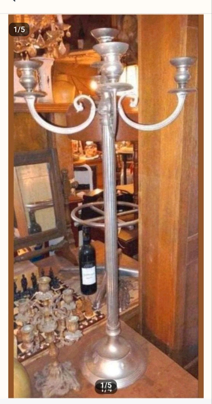 Vintage staande kandelaar - 1 meter hoog, Ophalen of Verzenden