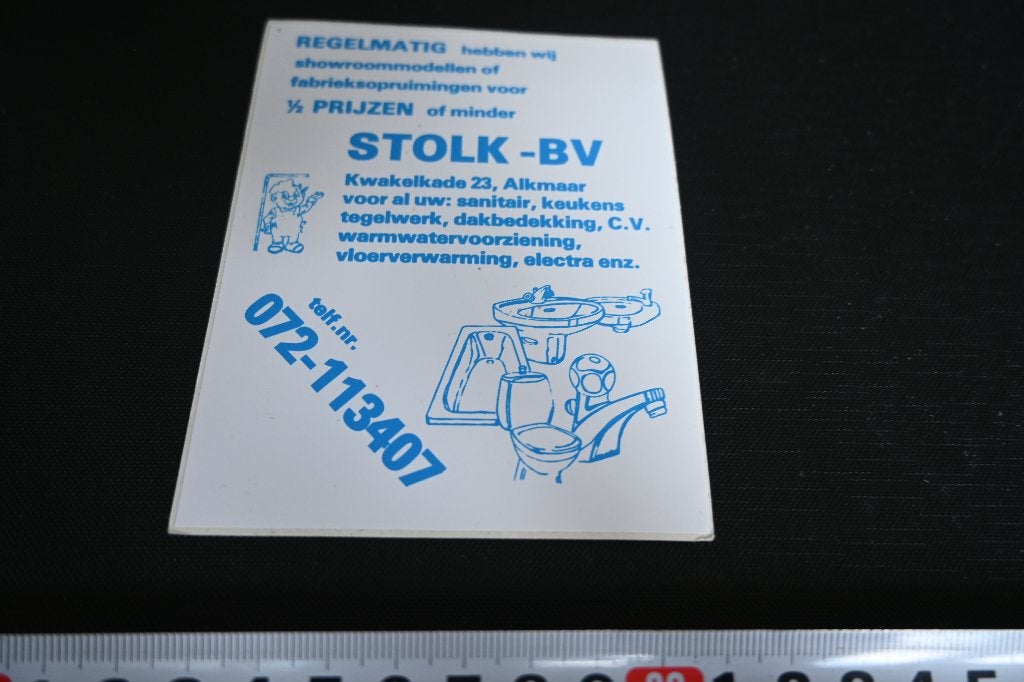 sticker Alkmaar STOLK - BV  072-113407, Ophalen, Zo goed als nieuw