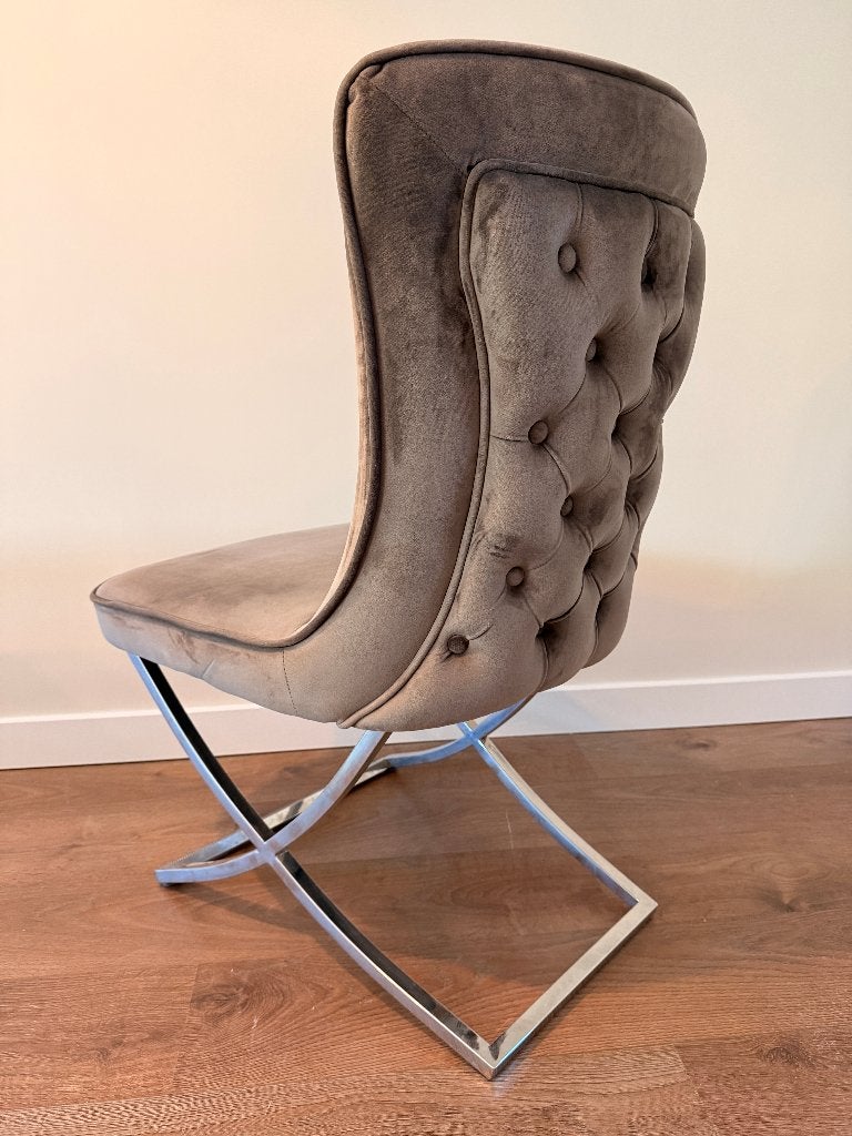 6 luxe eetkamerstoelen | 6 Luxury Velvet Dining Chairs, Ophalen, Overige materialen, Gebruikt, Bruin