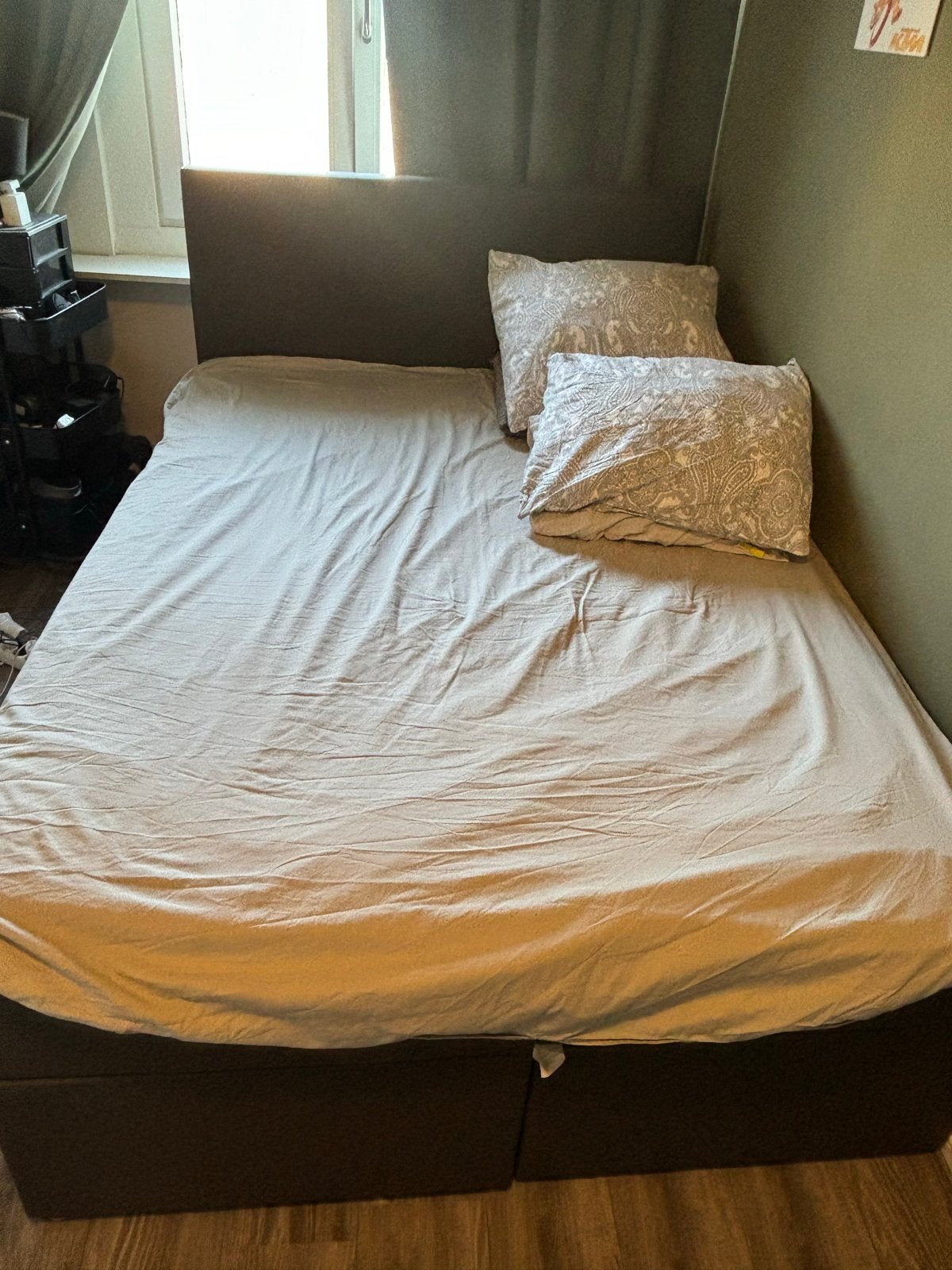 Tweepersoonsbed met opbergruimte, Ophalen, Overige materialen, Bruin, Tweepersoons
