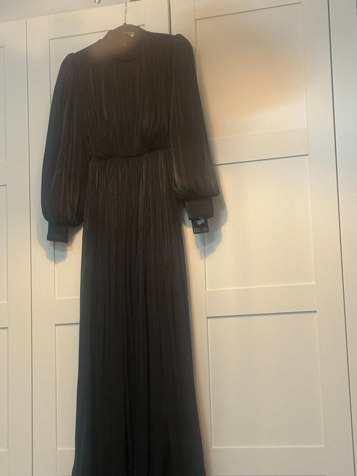 Zwarte geplooide maxi jurk met lange mouwen Abiye, Kleding | Dames, Jurken, Maat 38/40 (M), Zwart, Ophalen of Verzenden, Zo goed als nieuw