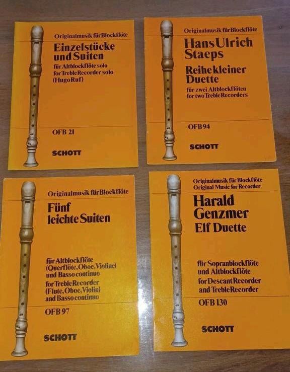 4 Schott muziekboeken voor o.a. altblokfluit, Gebruikt, Klassiek, Ophalen of Verzenden, Blokfluit
