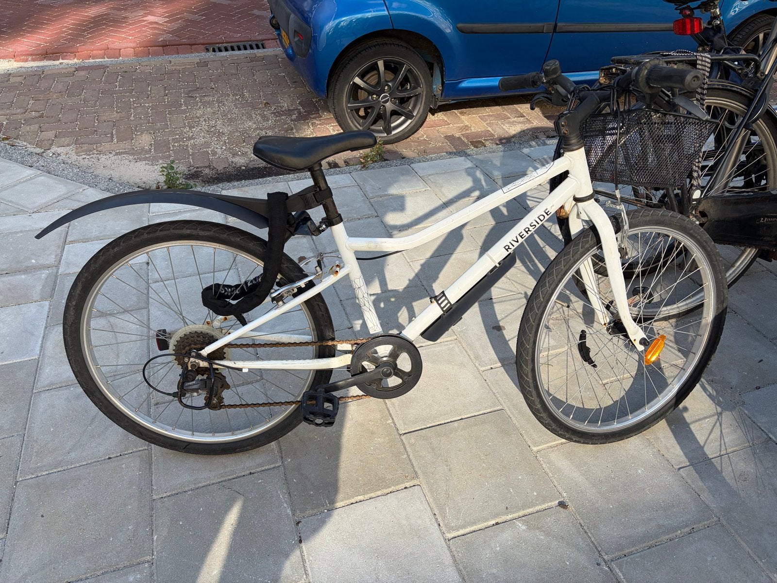 Riverside fiets 24 inch, wit, met versnellingen en mand, Ophalen, Velgrem, Versnellingen, Gebruikt
