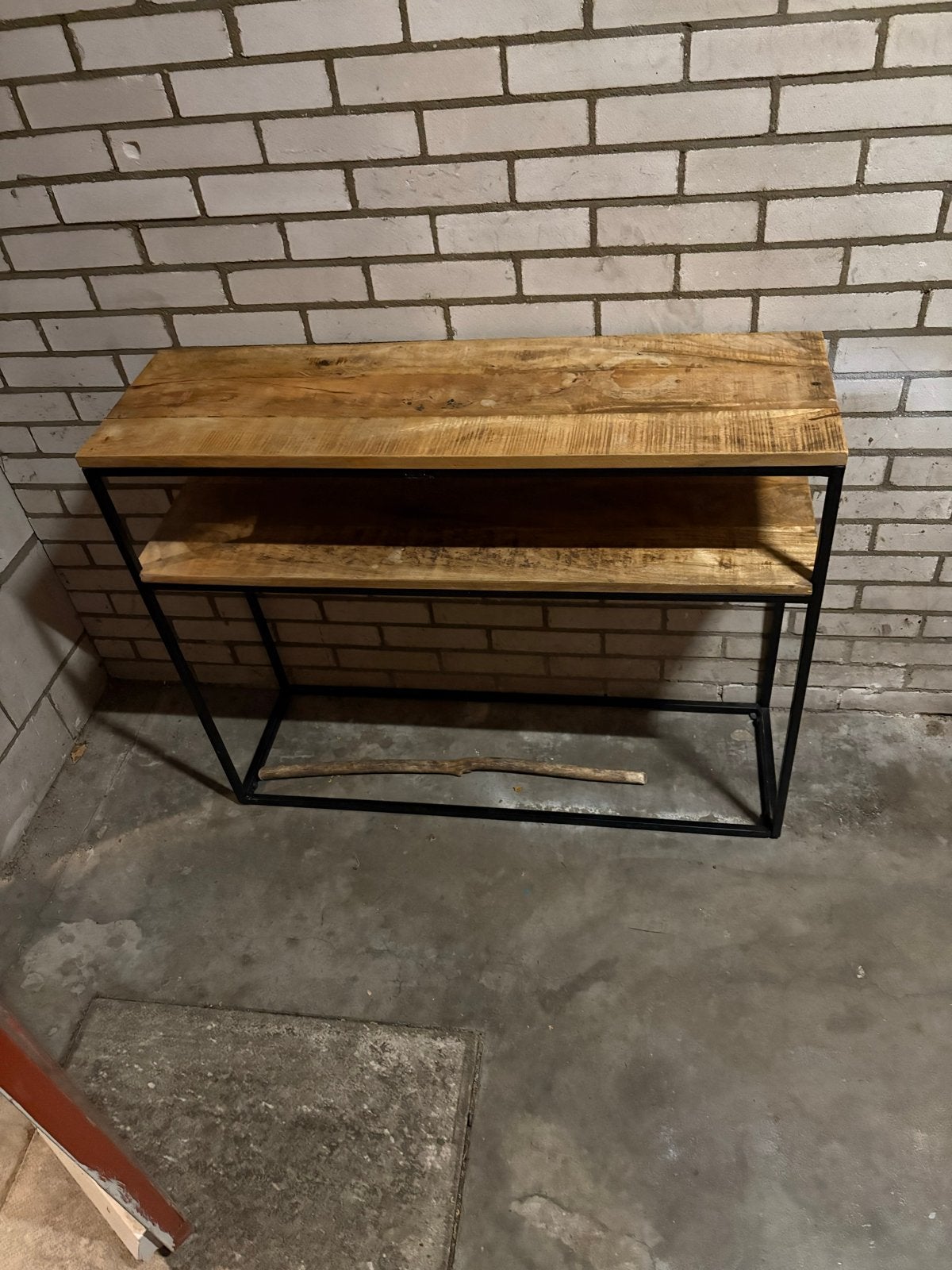 Industriële console tafel met mangohouten blad, Huis en Inrichting, Ophalen, Zo goed als nieuw, 75 cm of meer, 60 cm of meer