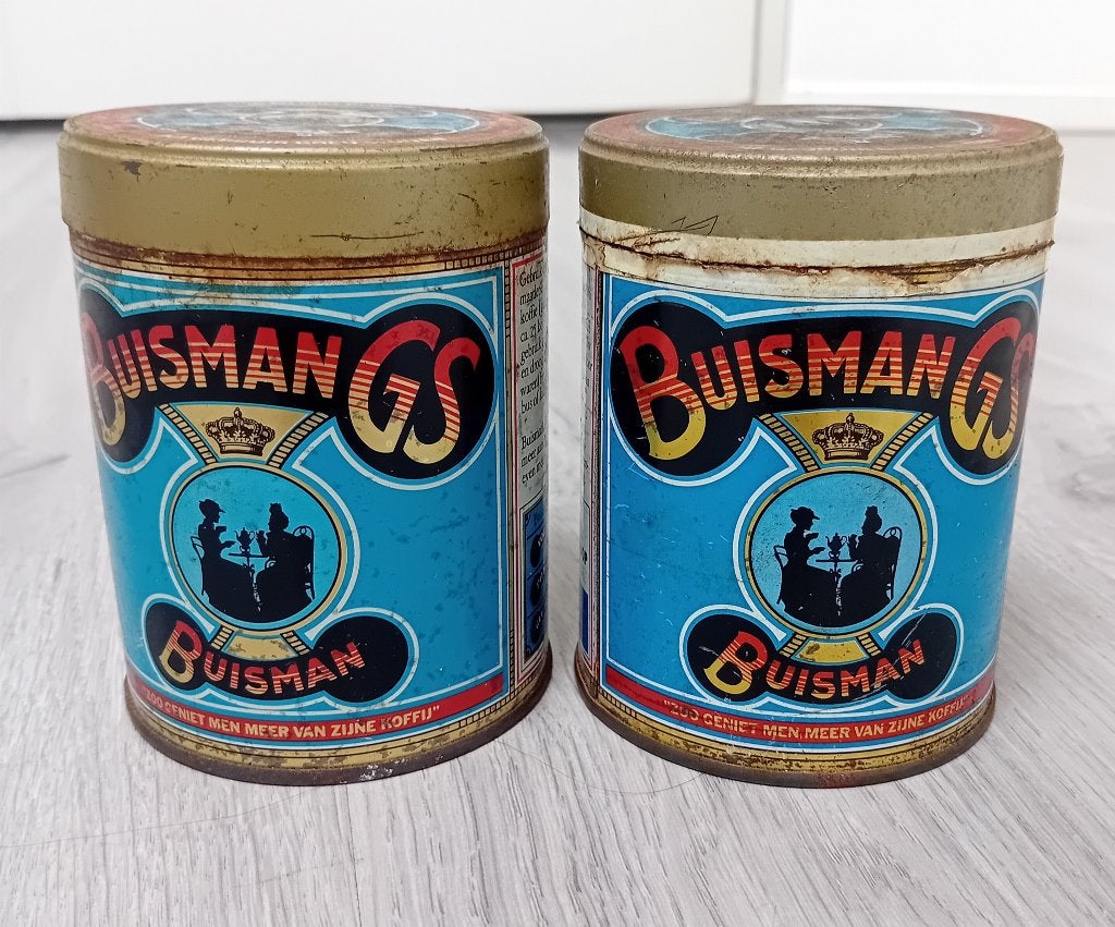2 vintage Buisman koffieblikken 500gr, Verzenden, Overige