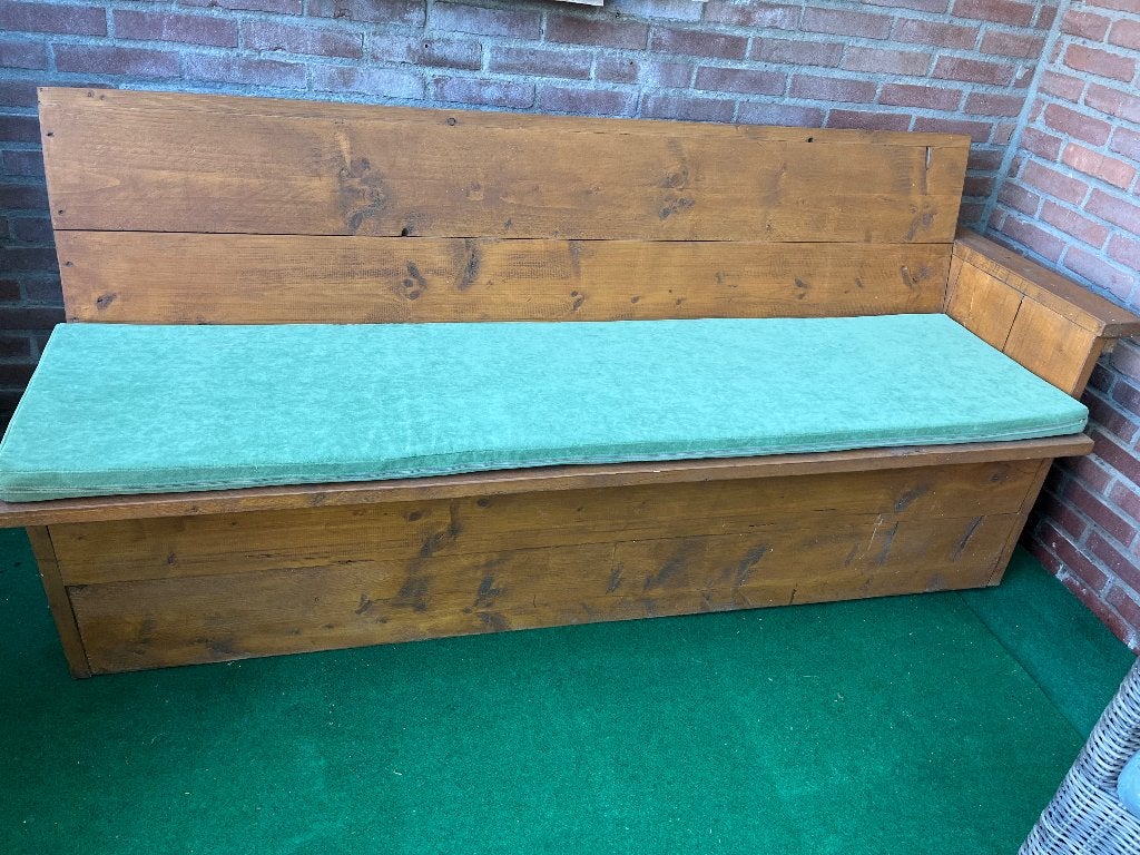 Gratis Tuinbank met kussen ..ophalen, Tuin en Terras, Ophalen, Gebruikt, Hout