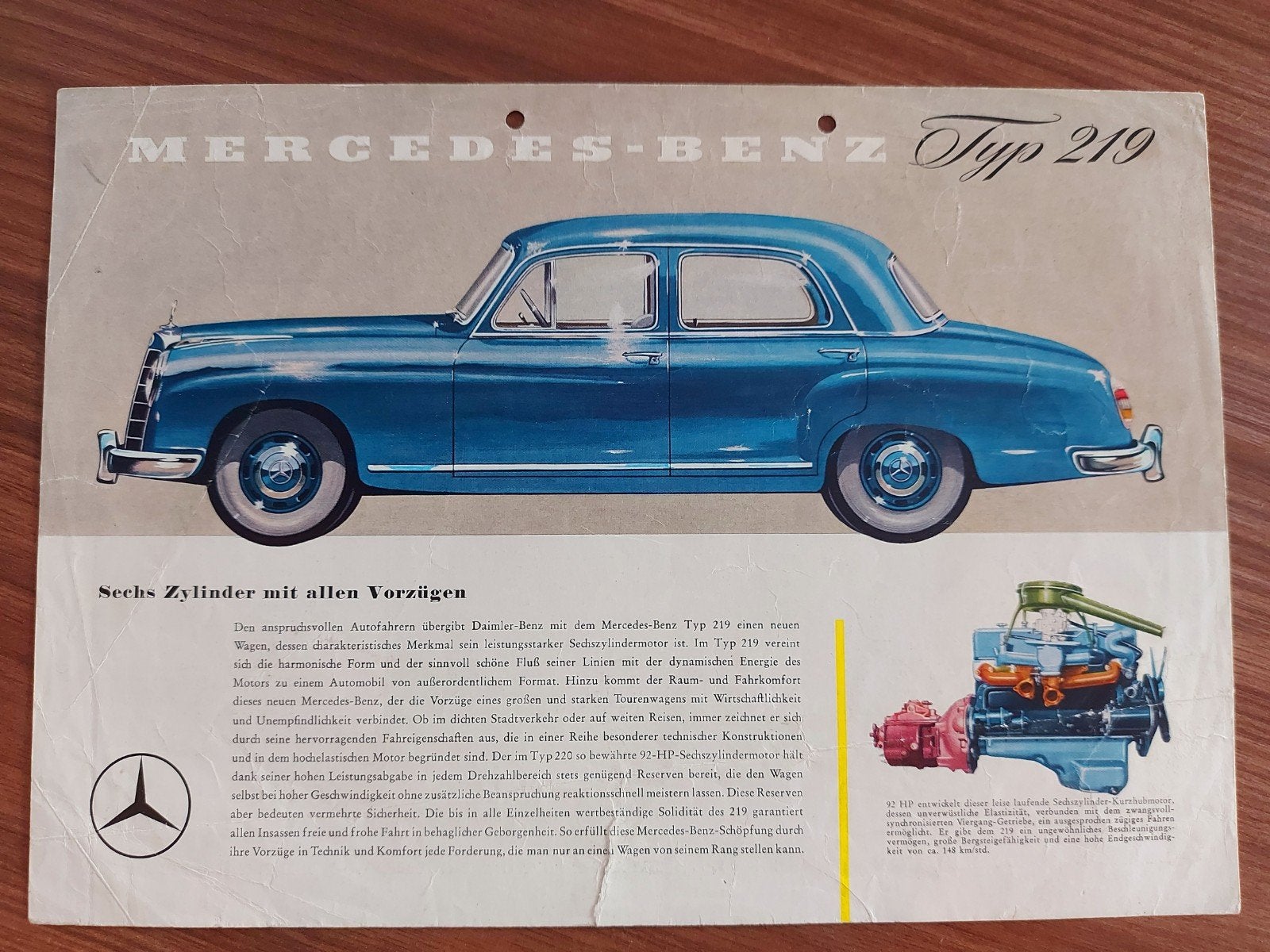 duitse Mercedes typ 219 folder sheet (iets mindere staat), Ophalen of Verzenden, Mercedes