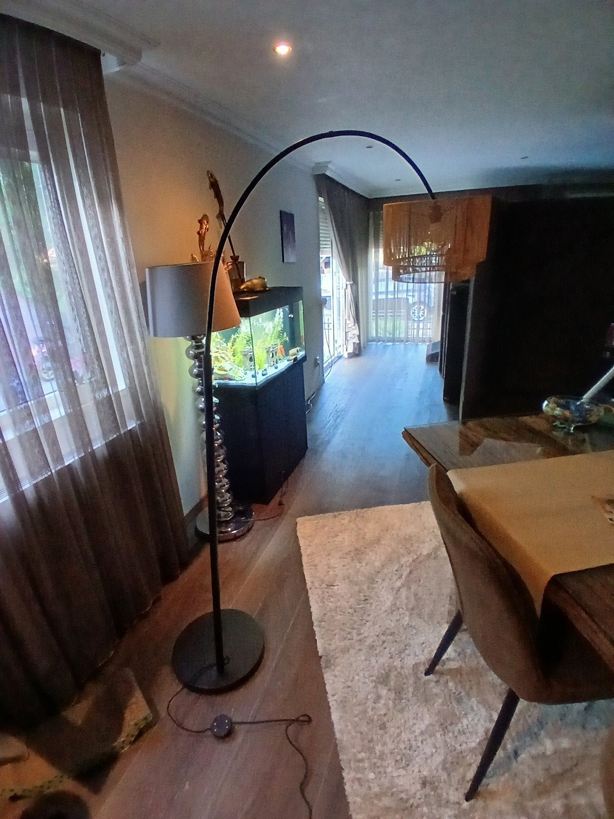 rotan booglamp, Huis en Inrichting, Lampen | Vloerlampen, Ophalen, Zo goed als nieuw, 150 tot 200 cm