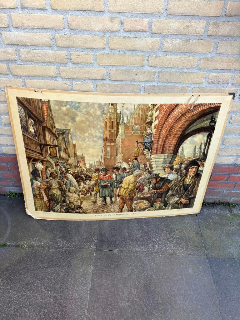 Vintage schoolplaat, Antiek en Kunst, Antiek | Schoolplaten, Ophalen, Geschiedenis