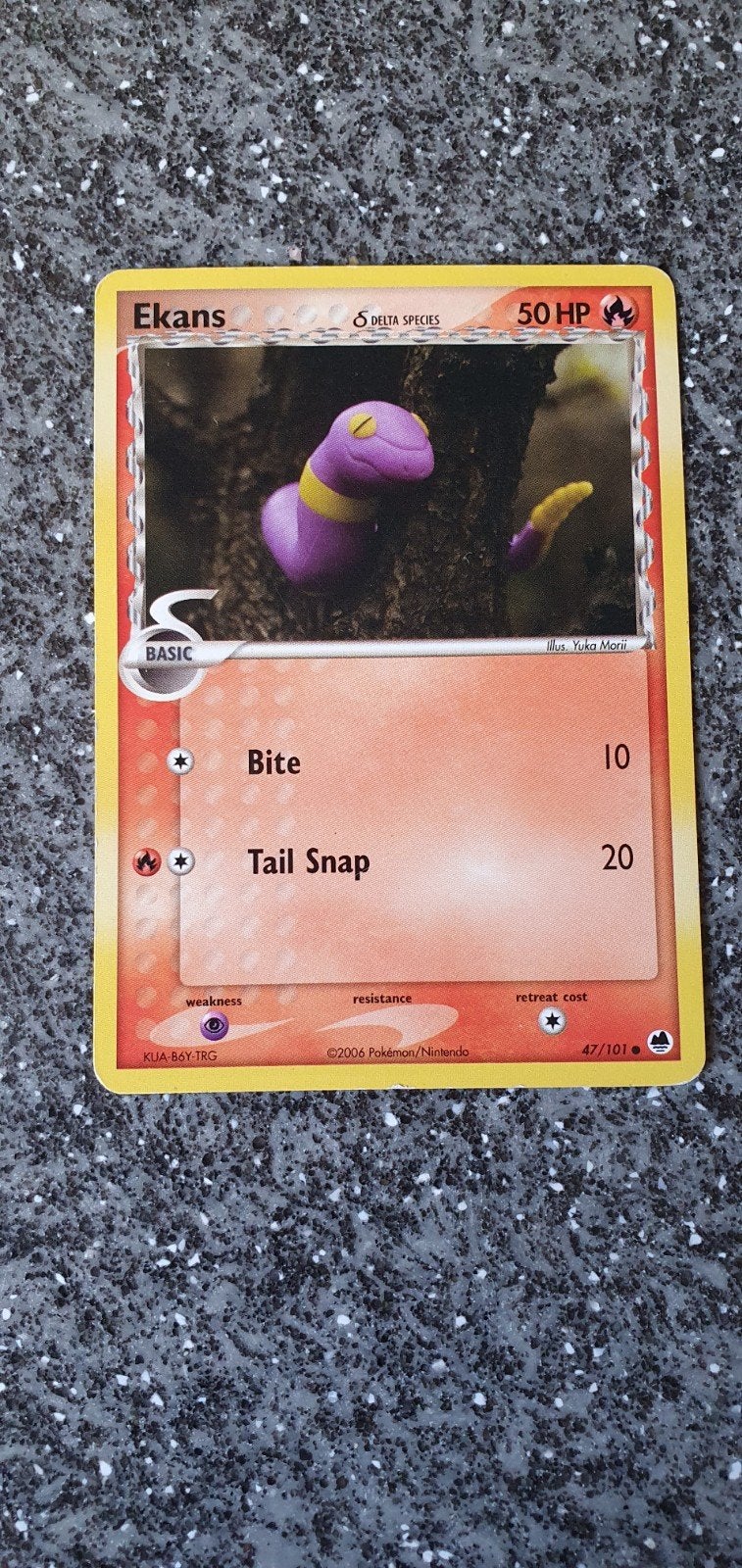 Ekans 47/101 EX Dragon Frontiers Pokémon Yuka morii Kaart, Ophalen of Verzenden, Gebruikt, Losse kaart