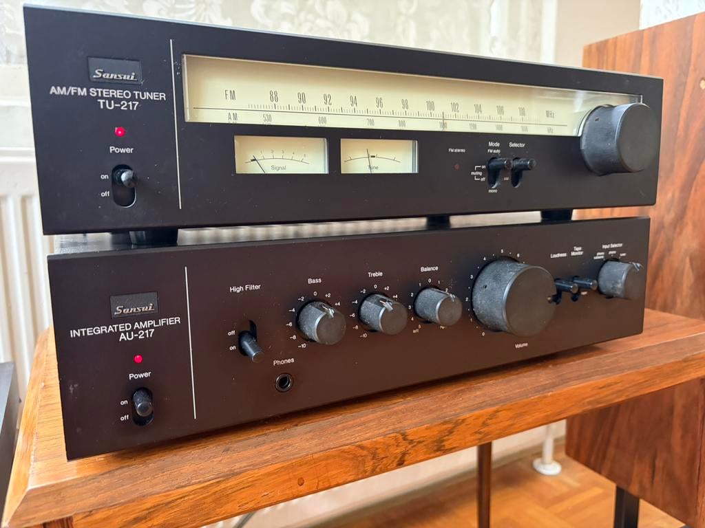 Sansui AU-217 + TU-217 set – vintage versterker en tuner, Ophalen of Verzenden, Gebruikt, Minder dan 60 watt, Overige merken