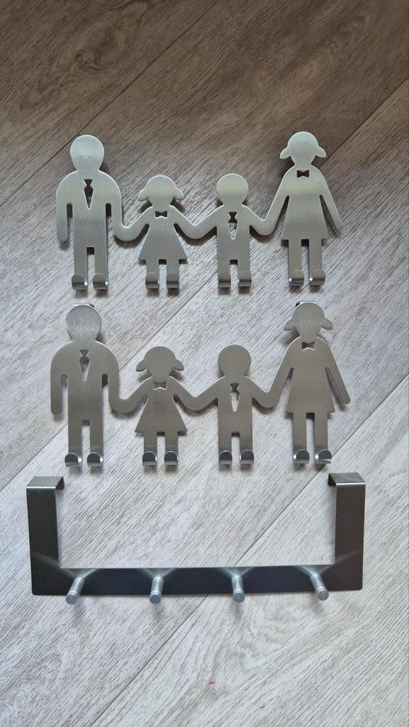 Metalen kapstokhaken familiefiguren en deurhanger, Gebruikt, Wandhaken, Ophalen of Verzenden, Minder dan 100 cm