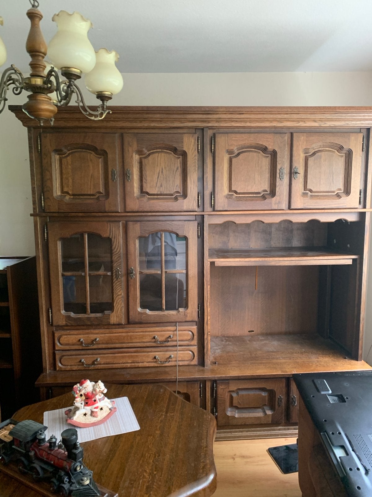 Massief eikenhouten wandmeubel, Huis en Inrichting, Kasten | Boekenkasten, Gebruikt, 150 tot 200 cm, 200 cm of meer, 50 tot 75 cm