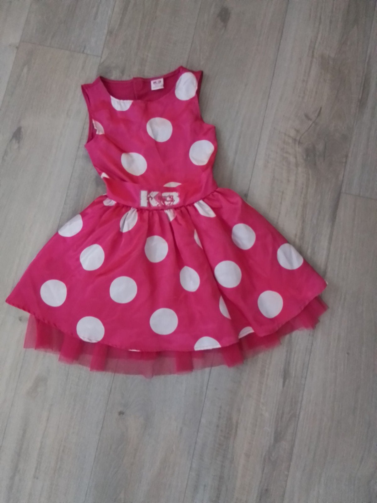 Leuke roze verkleed jurk van K3, met stippen. Maat 116, Ophalen of Verzenden, Gebruikt, Onbekend, Meisje