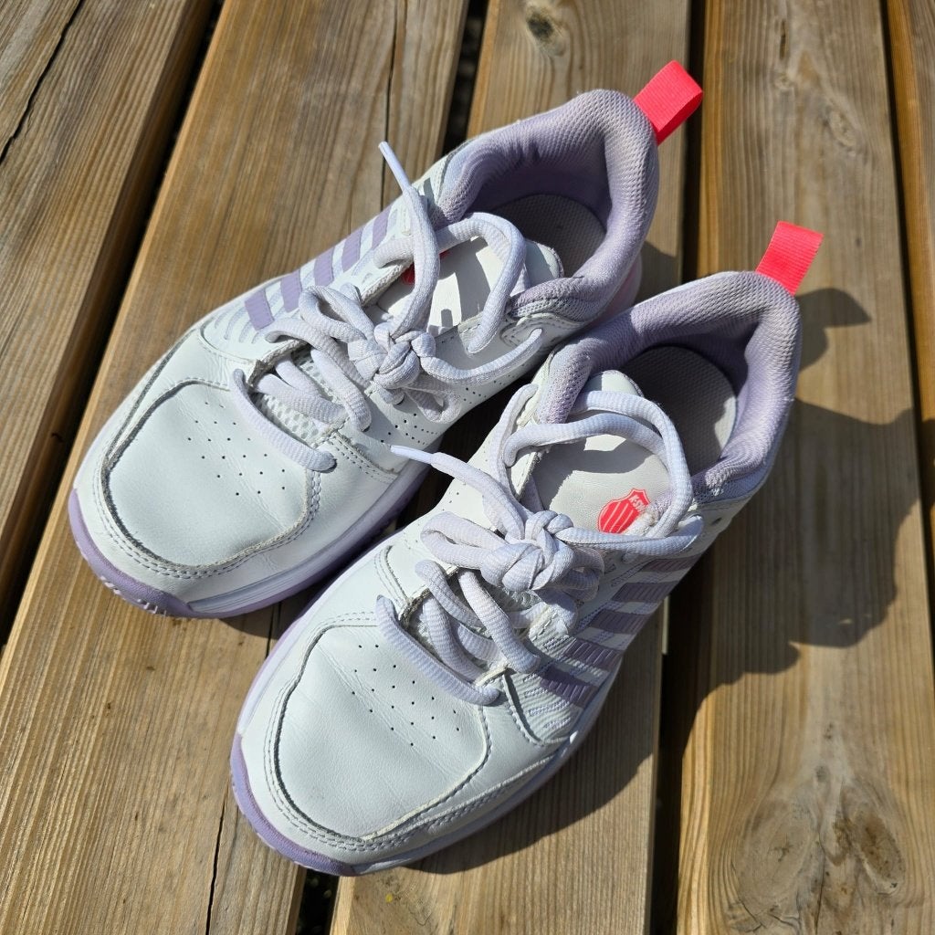K-Swiss tennisschoenen wit lila maat 37, zgan, L2, K-Swiss, Schoenen, Ophalen of Verzenden