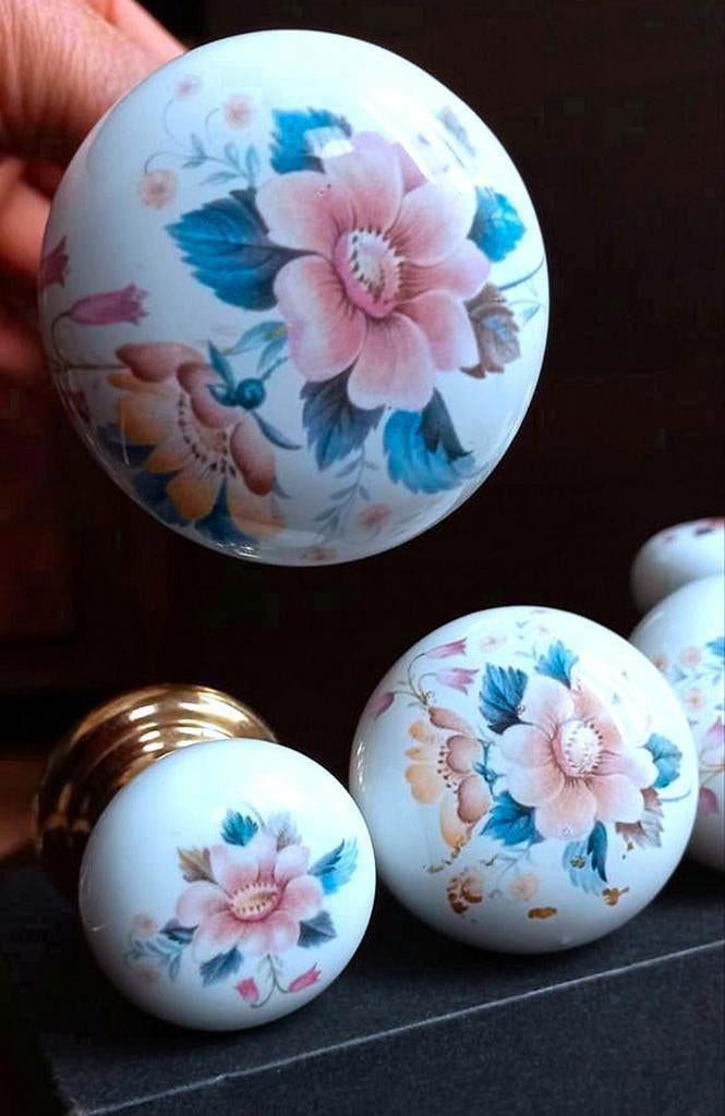 8 stuks vintage keramische deurknopgrepen, Ophalen of Verzenden