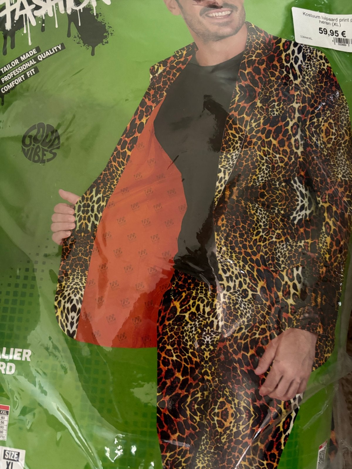 Leopardprint kostuum - Jas en broek (XL/L), Kleding | Heren, Carnavalskleding en Feestkleding, Carnaval, Nieuw, Overige maten