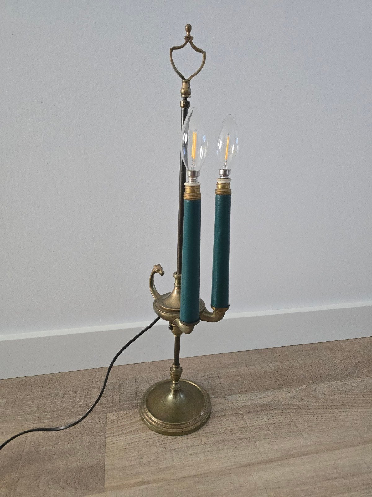 Antieke Franse bouillottelamp van messing 2 lichtpunten €49!, Ophalen of Verzenden