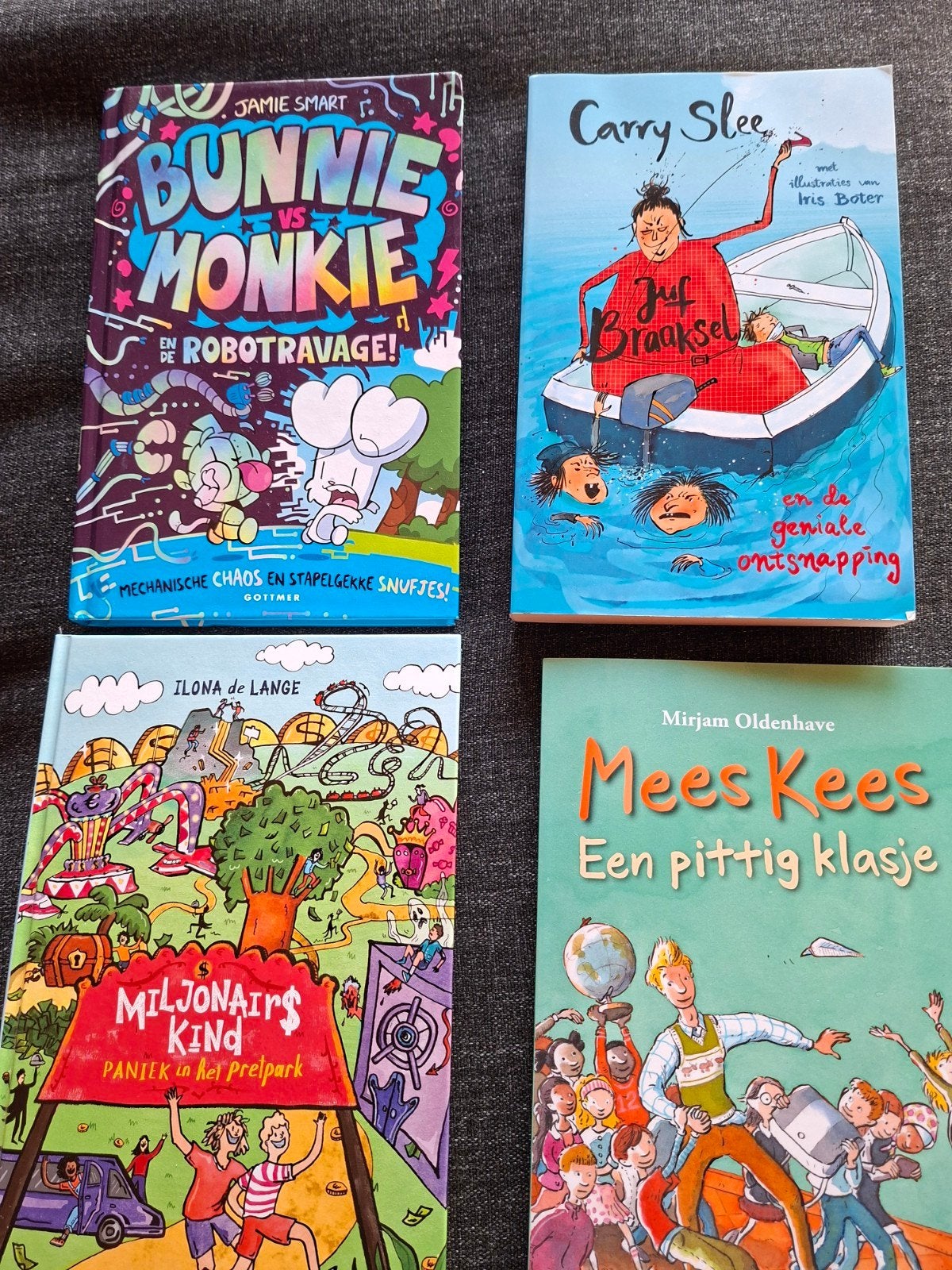 Kinderboeken: Bunny vs Monkie,  Mees Kees, Juf Braaksel, Ophalen, Gelezen, Jamie Smart, Carry Slee, Ilona de Lange, Mirjam Oldenhave