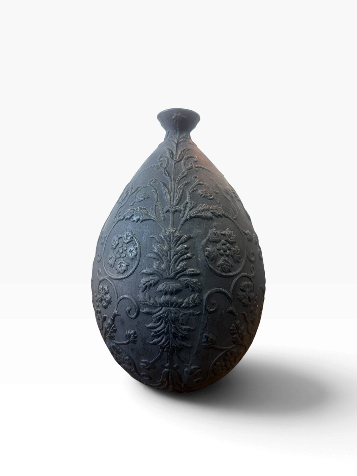 decoratieve vaas van terracotta / droogbloemen – 45 cm, Huis en Inrichting, Ophalen of Verzenden, Zwart, Steen/keramiek, 45 cm