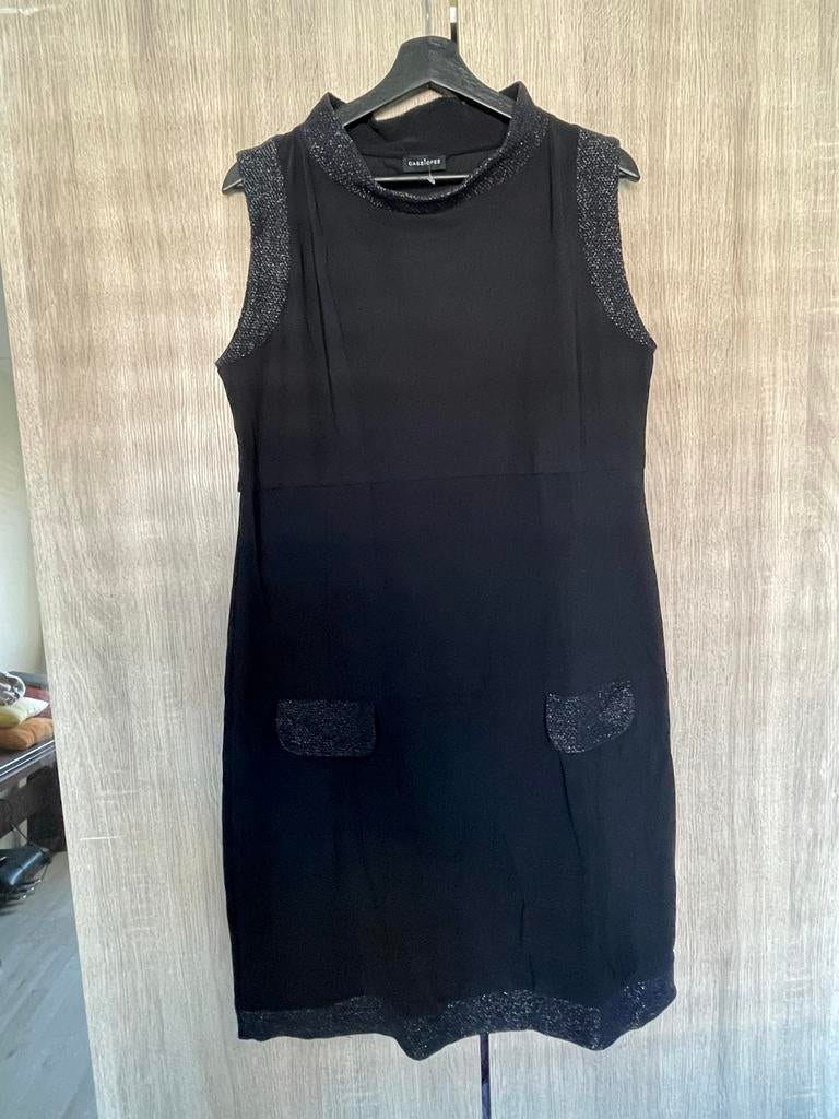 Cassiopée Zwarte jurk met Glitterdetails, Ophalen of Verzenden, Zo goed als nieuw, Maat 46/48 (XL) of groter, Zwart
