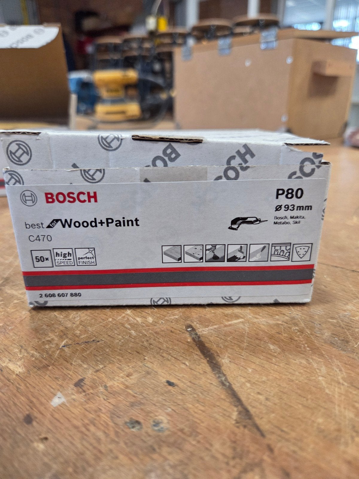 Bosch Schuurpapier P80 Ø93mm voor Hout+Verf (50 stuks), Ophalen of Verzenden, Nieuw, Minder dan 600 watt, Vlakschuurmachine