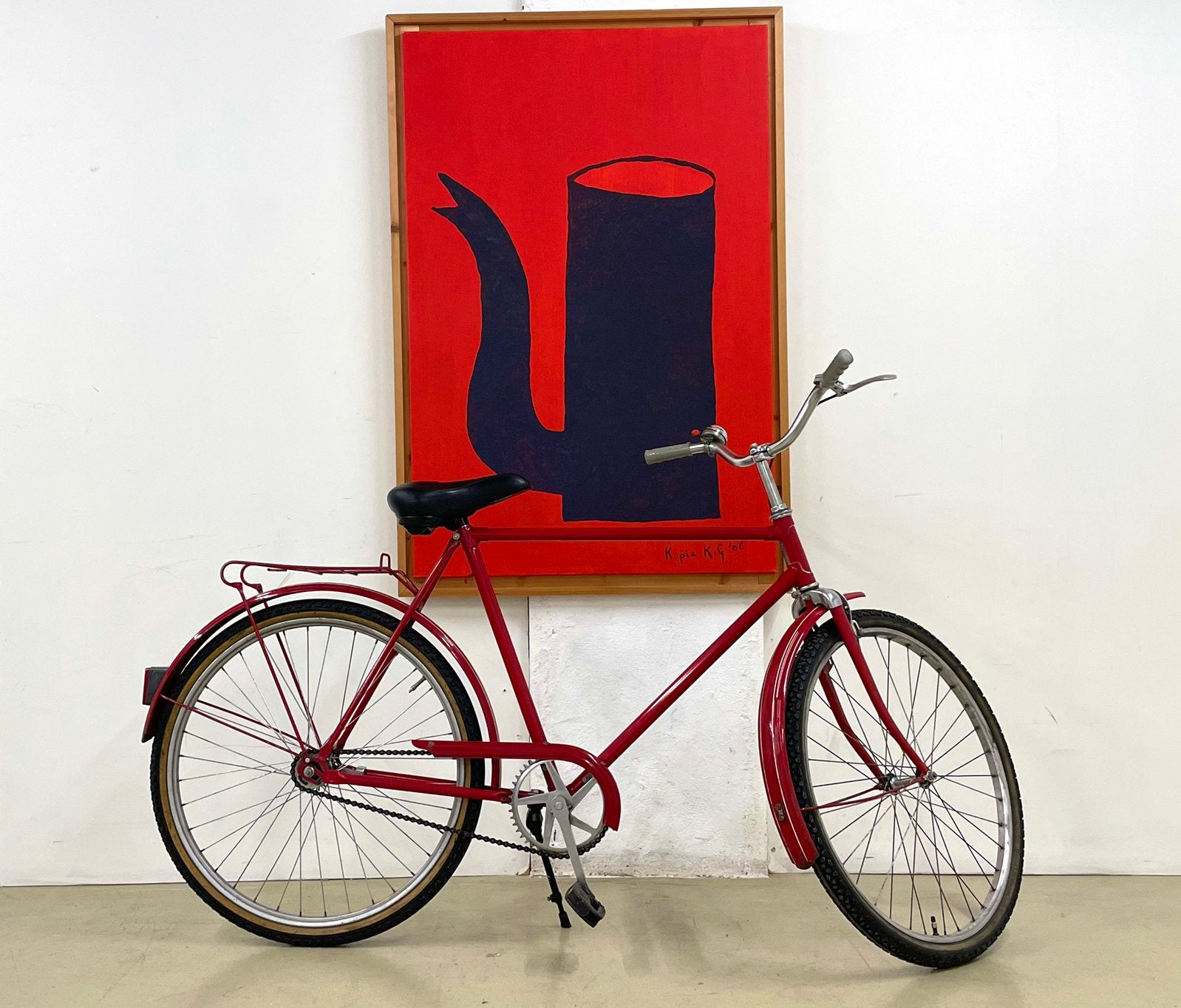 Vintage rode MIFA Modell 107 DDR herenfiets, Ophalen, Terugtraprem