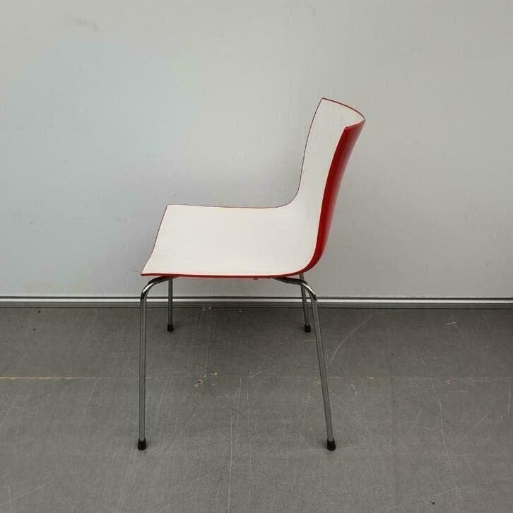 Arper Catifa 46 stoel - kunststof - wit/rood, Ophalen, Gebruikt, Kunststof, Vijf, Zes of meer stoelen