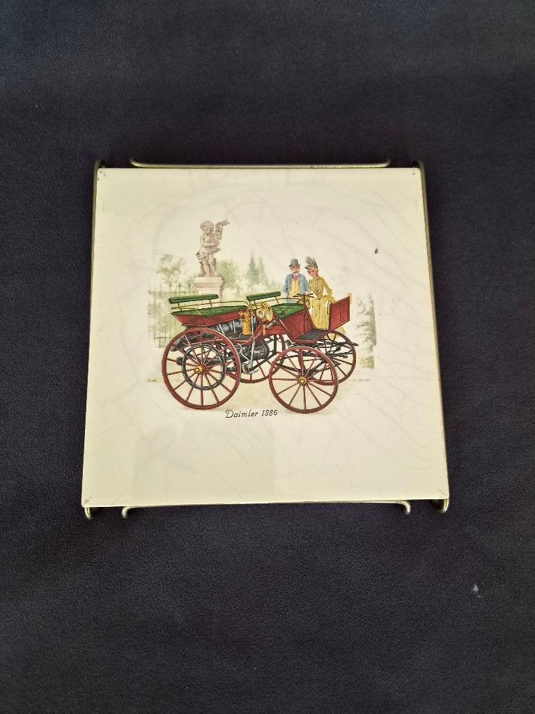 Vintage stenen onderzetter – Daimler 1886, Ophalen of Verzenden, Gebruikt