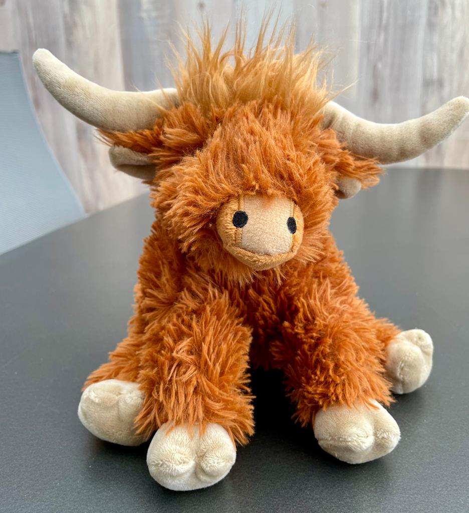TE KOOP: Schotse Hooglander knuffel 25 cm ZGAN, Kinderen en Baby's, Speelgoed | Knuffels en Pluche, Zo goed als nieuw, Koe, Overige karakters