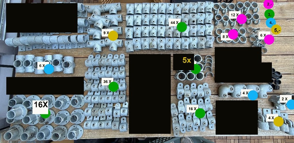 DIVERSE STEIGERBUIS KOPPELINGEN 42.4mm vanaf €2/3,- pst, Doe-het-zelf en Verbouw, Ophalen, Gebruikt, Overige typen, Minder dan 2 meter