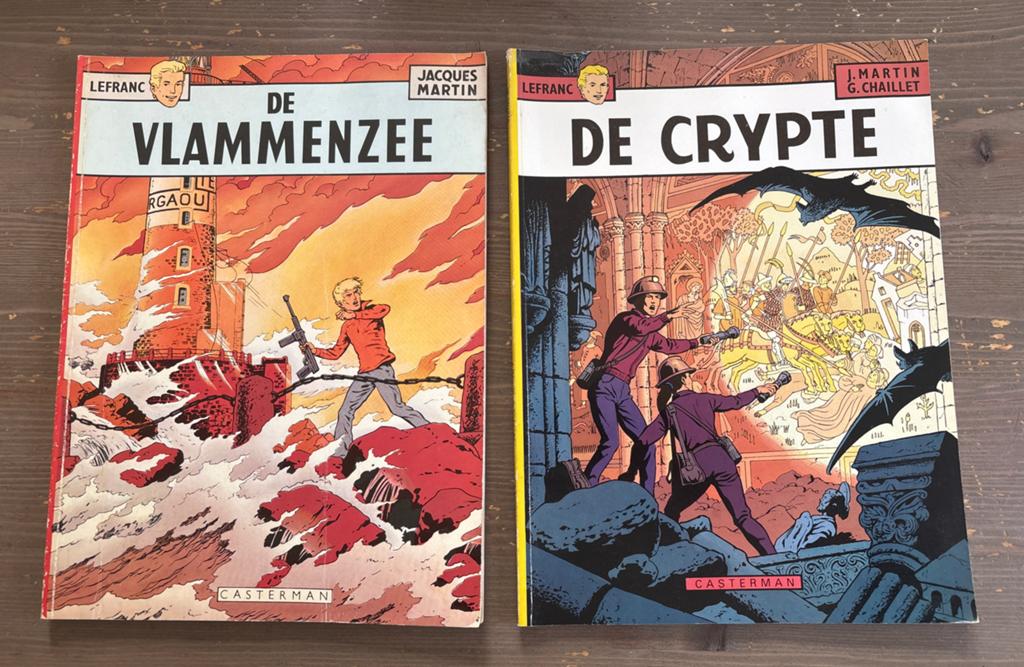 2 Lefranc stripboeken: Vlammenzee en De Crypte, Boeken, Meerdere stripboeken, Ophalen of Verzenden, Gelezen