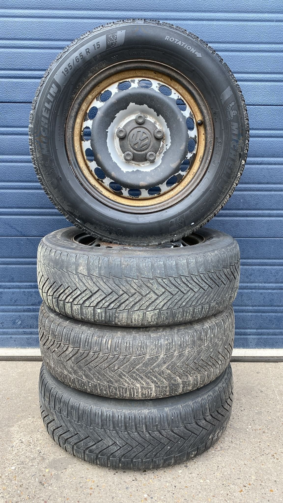 Volkswagen Caddy Golf 5 6 7 8 Winter Banden Set 195-65-15 5x, 15 inch, -, -, Banden en Velgen