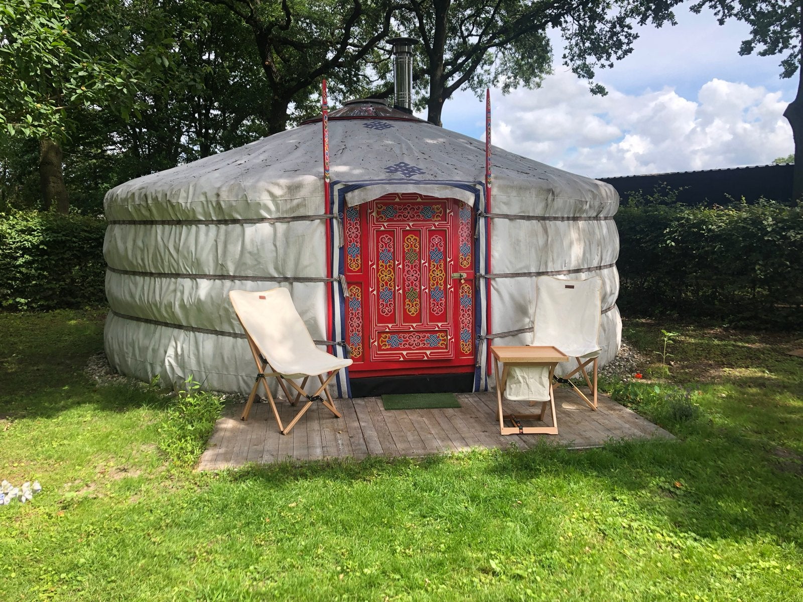 Buitendoek Yurt decoratie doek, wit, 6 muurs, Caravans en Kamperen, Ophalen, Gebruikt