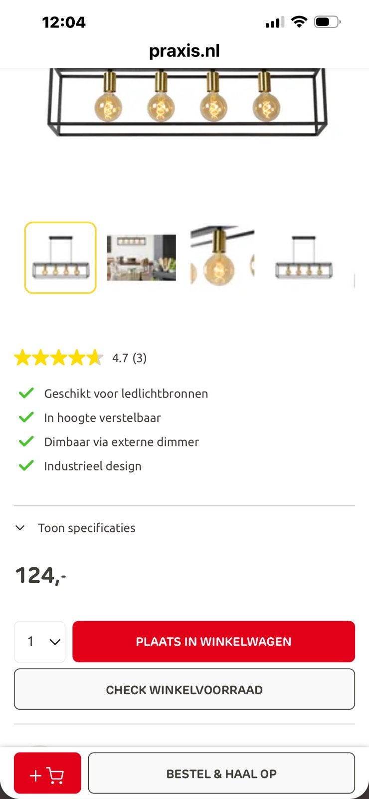 Lucide hanglamp praxis, Ophalen