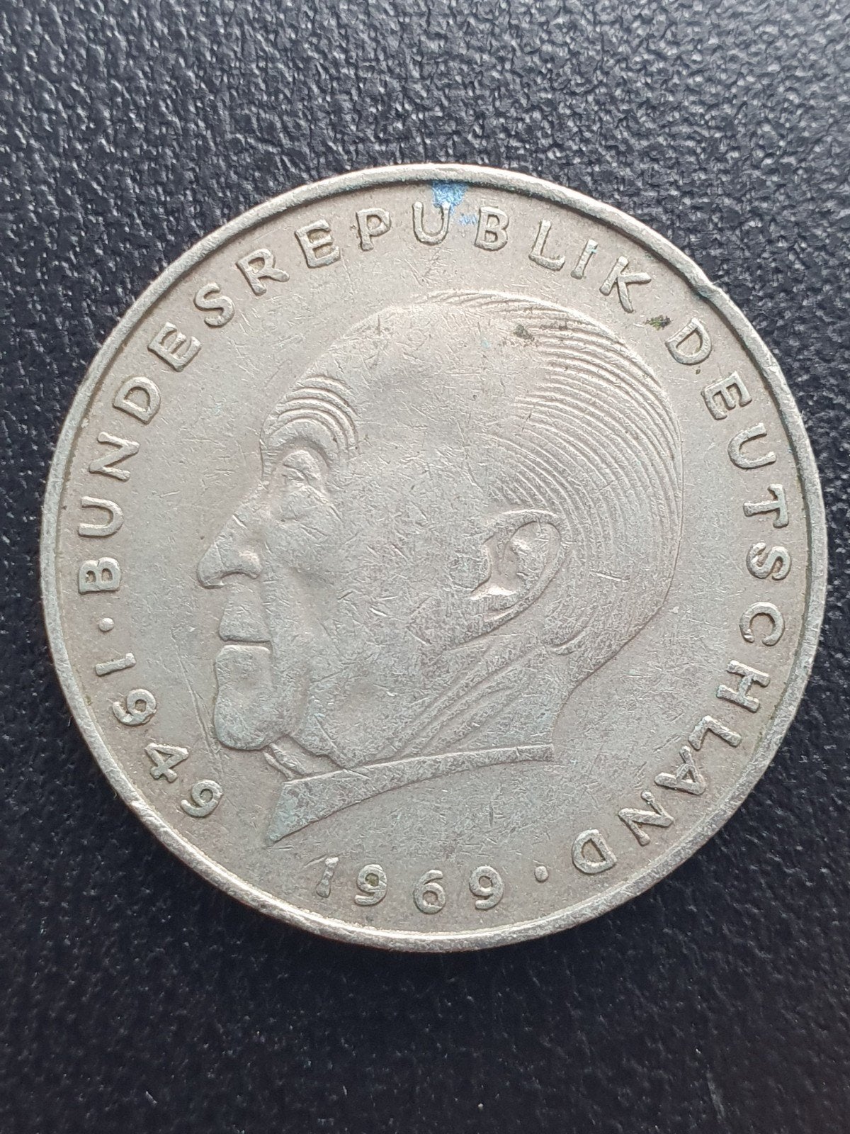 2 Mark munt uit 1971 D Duitsland Konrad Adenauer., Ophalen of Verzenden, Duitsland